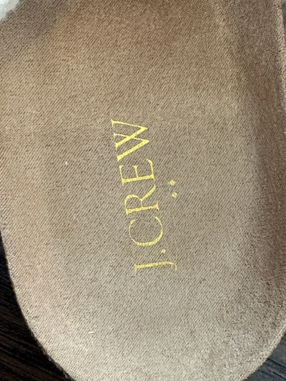 J. Crew Cream Shearling Clog Slippers with Tan Suede Strap